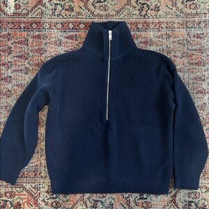 Everlane Navy Half-Zip Cotton Sweater
